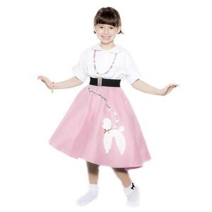 Pink Child Youth Size Felt Poodle Skirt Sock Hop Dance Party W22-28 L19 -Hey Viv